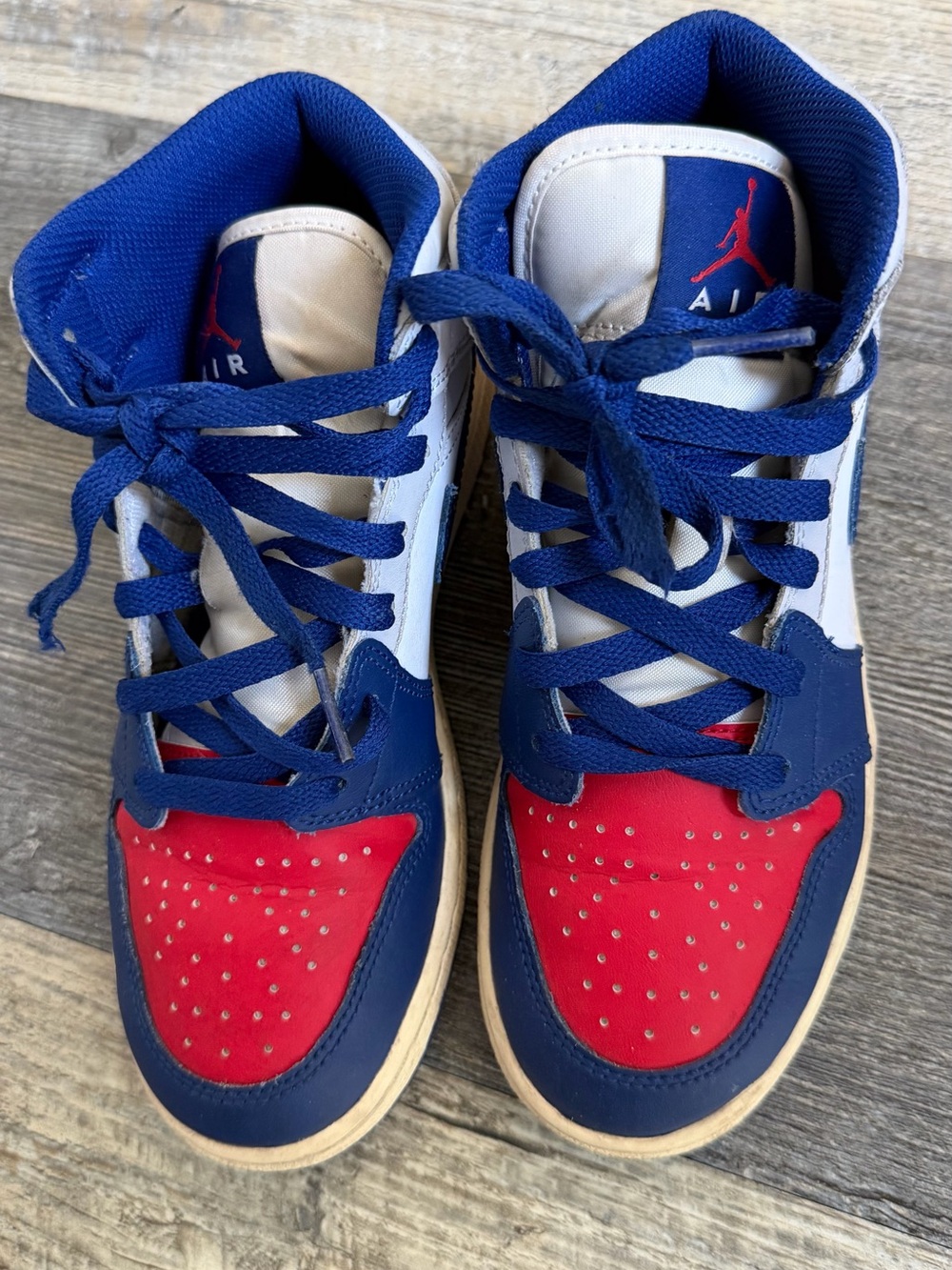 Nike Kids High-Top Sneakers in Blue, Red & White
